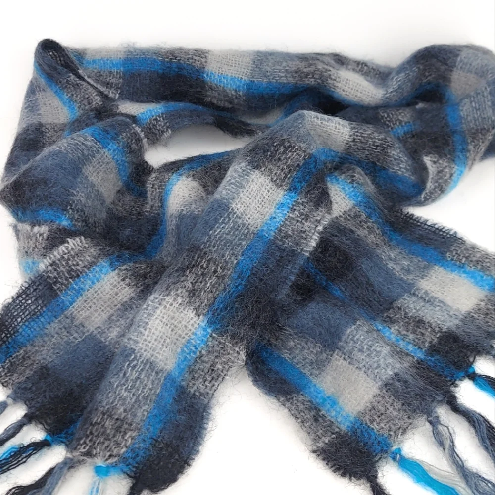 John Hanly Ireland Plaid Mohair Scarf